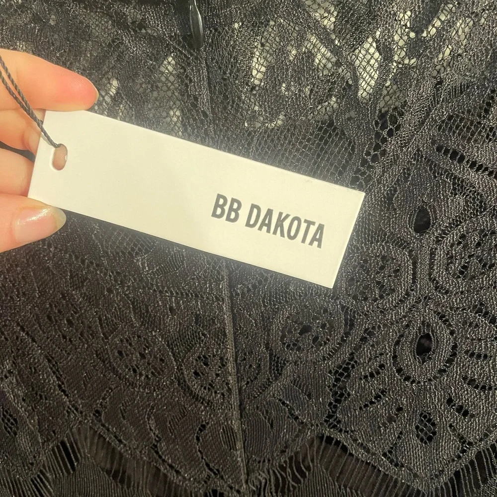 NWT BB DAKOTA Lace Off the Shoulder Black Knee Length Dress - Picture 14 of 14
